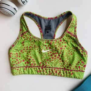 Nike pro women’s running bra green pink pattern